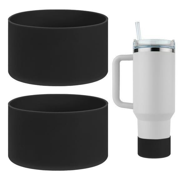 Uxcell Silicone Water Bottle Boot [2PCS] - Anti-Slip Protective Sleeve Use for Protecting Water Bottles from Scratches - [Black - 2.95 IN]