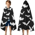 thumbnail image 3 of Halloween Bat Pattern Hooded Bath Towel，50"x30" for Ages 3 To 12 Kids, Quick Dry Lightweight Soft Microfiber Hood Beach Towel Cover Up for Kids, 3 of 7