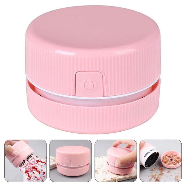 OULII Desk Sweeper Pink Plastic Table Cleaning Tool Compact Handheld 1Set