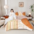 thumbnail image 4 of Homewish Mid Century Geometric 2pcs Bedding Comforter Set for Teens Boys Girls,Minimalist Stripes Twin Comforter Sets,Vintage Aesthetic Breathable Bedding Set,Lightweight Room Decor,Reversible, 4 of 8