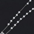 thumbnail image 2 of Rosario cristiano de perlas para hombres y mujeres, collar con crucifijo, recuerdo de oración (blanco), 2 of 6