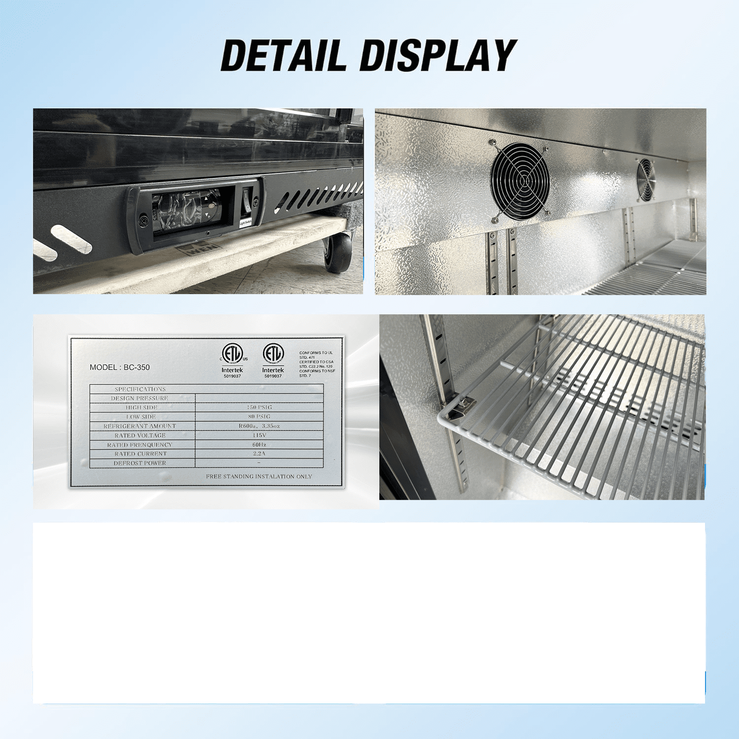 Cooler Deppot 53in Beverage Cooler, Commercial Counter Height Refrigerator, 11.3 Cu.Ft, 3 Glass Door, 441 Cans Capacity