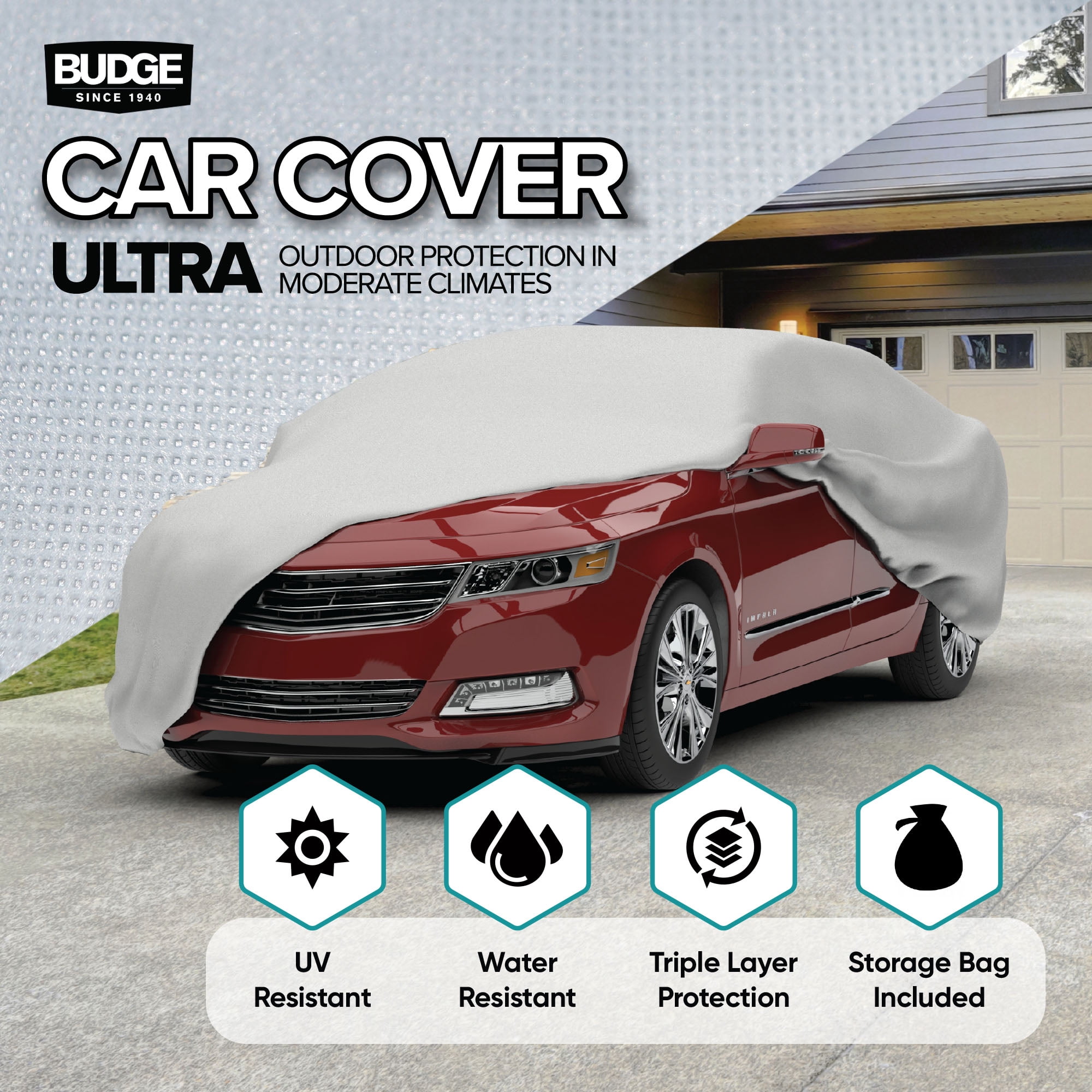 (2 pack) Budge Ultra Car Cover, Breathable, UV & Water-Resistant Car Protection, Size 5 for Full Size Vehicles