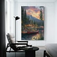 thumbnail image 3 of Canvas Print Beautiful Lakehouse in The Mountains with A Red Canoe Canvas Wall Art Cabin Life Wall Art for Bathroom 12x18inch Hanging in Office Dining Room Kitchen Living Room Bedroom, 3 of 8