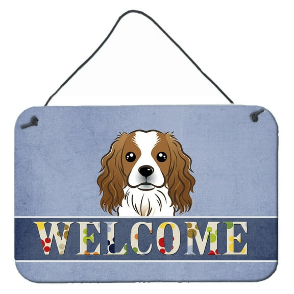 Caroline's Treasures BB1410DS812 Cavalier Spaniel Welcome Wall or Door Hanging Prints , 8x12, multicolor