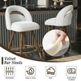 thumbnail image 5 of Ninecer 24" Counter Height Swivel Bar Stool Set of 2, Cream Velvet Upholstered Bar Stool with Back, Gold-Tipped Wood Legs, Thick Cushion Seat and Footrest, Modern Stool for Home Kitchen Island, 5 of 9