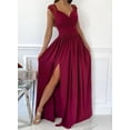 thumbnail image 3 of Womens 2024 Formal Dresses Wrap V-Neck Ruched Sexy Bridesmaid Wedding Guest Maxi Dresses, 3 of 10