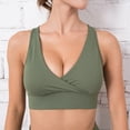 thumbnail image 3 of Sujetador deportivo para correr para mujer, ropa deportiva transpirable de secado rápido (verde militar L), 3 of 8