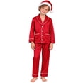 thumbnail image 2 of Goodw7 Matching Family Christmas Pajamas, Satin Button Down Holiday Sleepwear with Coordinated Family Style for Holiday Lounging and Cozy Nights, 2 of 6