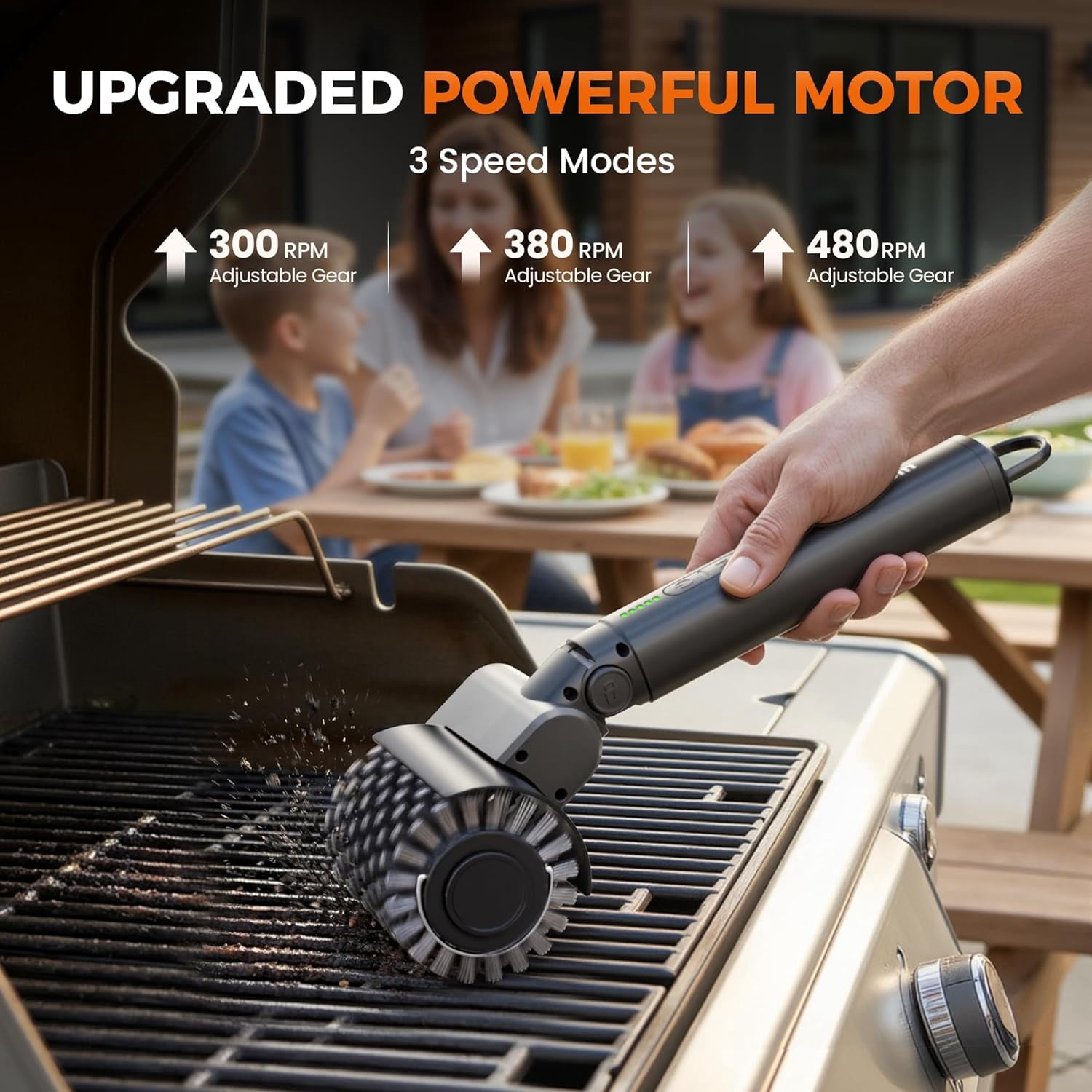 Electric Grill Brush for Outdoor, 2026 TikTok BBQ Grill Cleaner with 3 Heads, 3-Speed & Angle Adjust Cordless Rotary Grill Brush, 150Mins Runtime Grill Cleaning Brush for Barbecue Grates