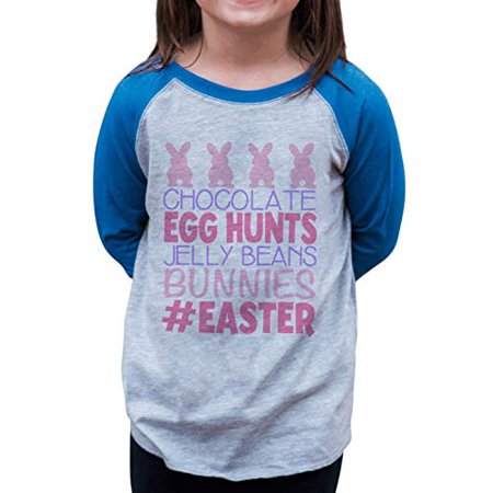 

7 ate 9 Apparel Baby Girls #Easter Happy Easter Blue Raglan
