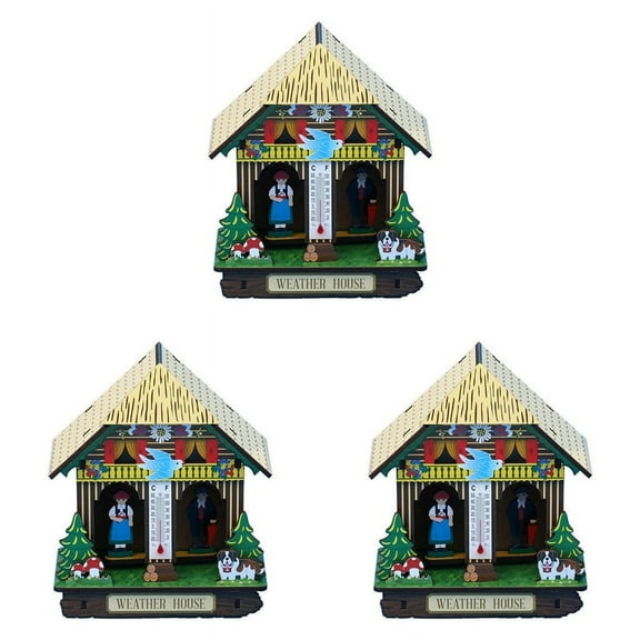 3X Sunny Rainy Box Indoor Accurate Thermometer Home Barometer House Hygrometer Plastic Hanging Weather Woman Clock