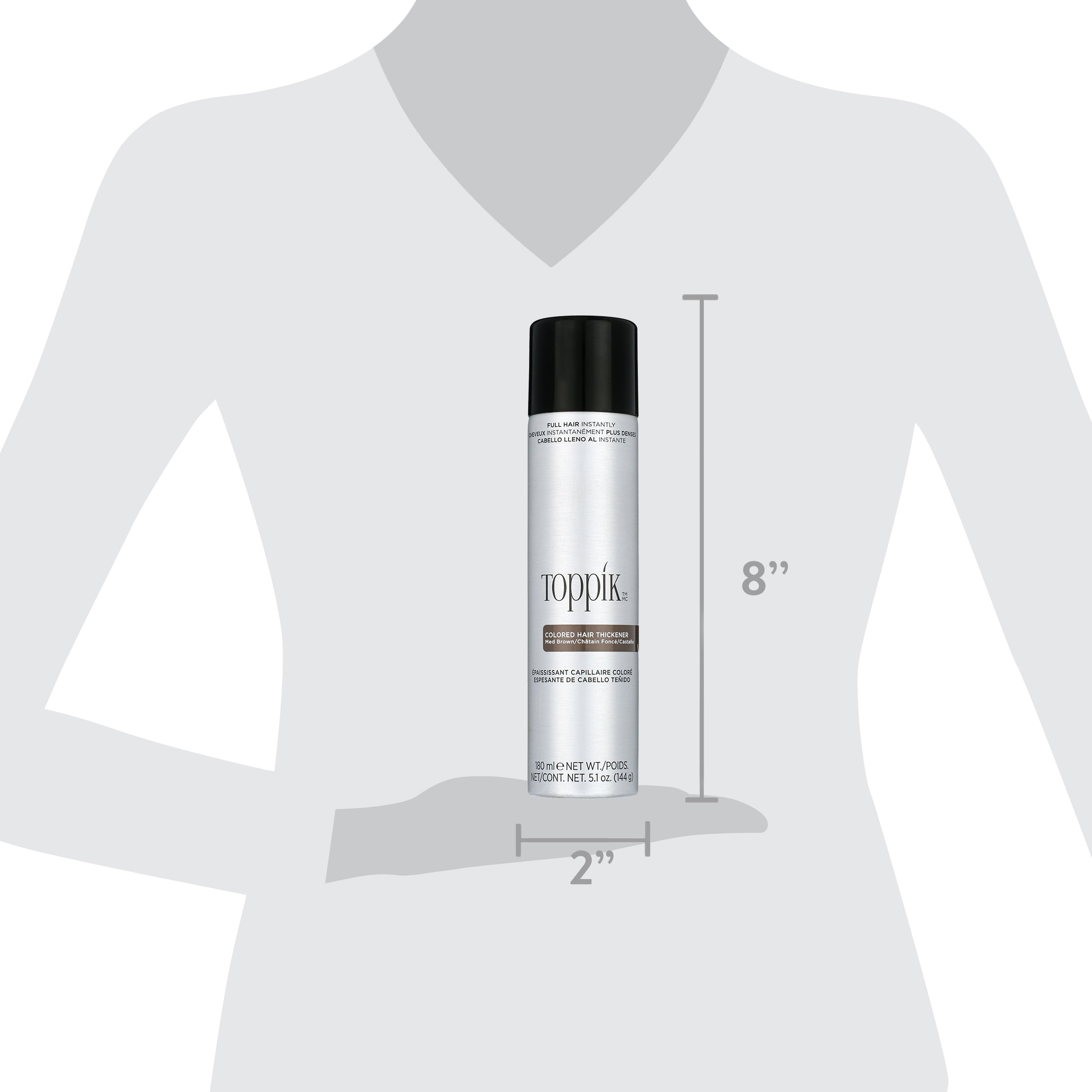 Toppik Dry Formula Med Brown Colored Hair Thickener, 5.1 oz - (Pack of 1)