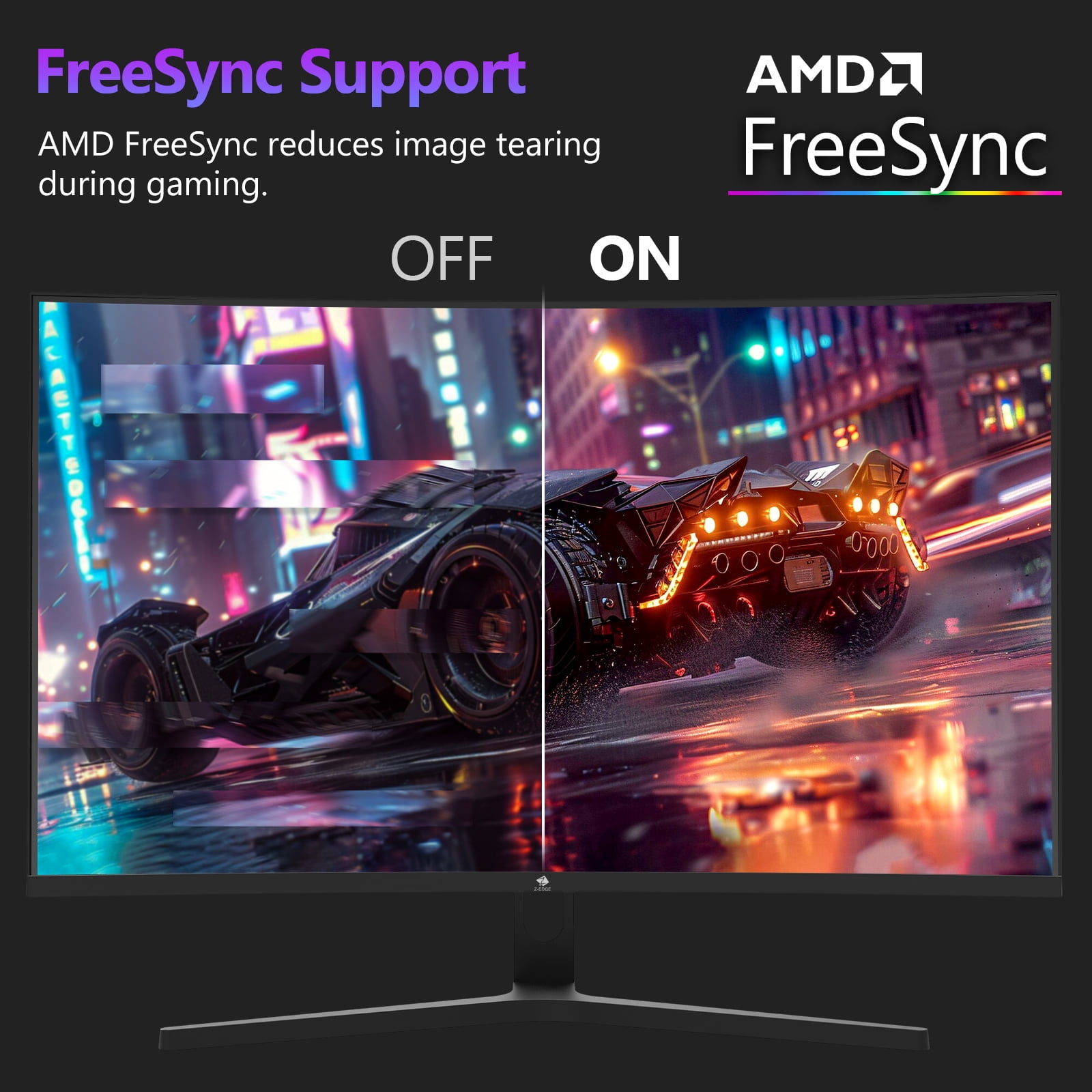 Z-EDGE 27 Inch 300Hz Curved Gaming Monitor, FHD 1080P VA Display, 1ms MPRT, AMD FreeSync, HDR Support, VESA Mount Compatible, Black