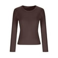 thumbnail image 5 of VEKDONE Women's Long Sleeve Crew Neck Shirts Solid Color Lightweight Tight Fitted Tops Casual Soft Comfy Underscrubs Basic Tee Thermal Undershirts, 5 of 5