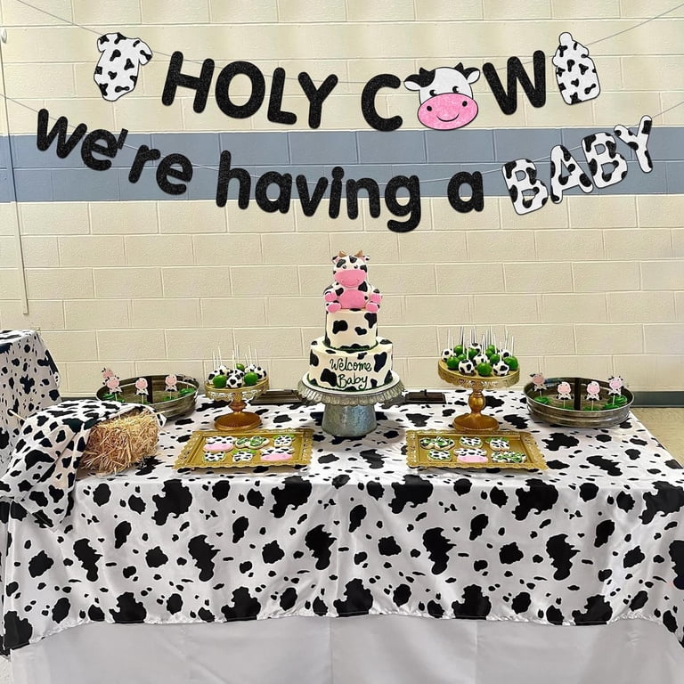 Cow Theme "Moo Moo I'm Two" Birthday Banner - Glitter Cheers To 2 Years Sign, DIY Party Decoration
