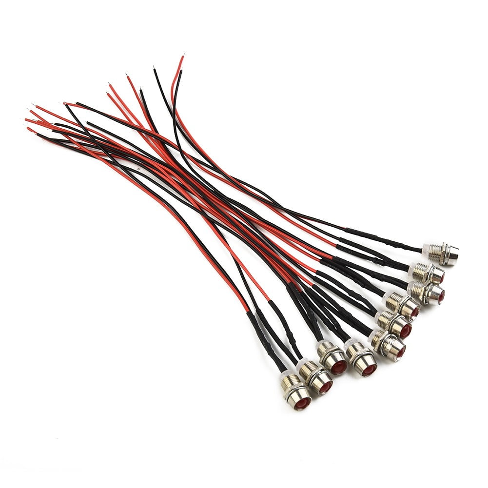 10X Red 8mm 12V LED Indicator Lamp Warn Light Pilot Dash Panel Car Truck Boat
