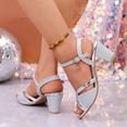 thumbnail image 4 of Samdudou Dress Sandals for Women Open Toe Chunky Block Heel Glitter Sparkly Strappy Criss Cross Ankle Buckle Wedding Evening Party Prom Shoes, 4 of 9