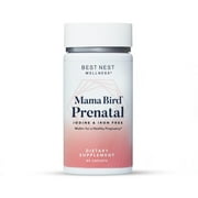 Mama Bird Prenatal Multi , No Iodine & Iron, Methylfolate (Folic Acid), Methylcobalamin (B12), Natural Whole Food Organic Herbal Blend, Vegan, Once Daily, Immune Support, 30 Ct, Best Nest We