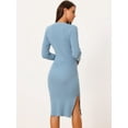 thumbnail image 4 of DARING DIVA Slim Fit Ribbed Knit Bodycon Sweater Dress M Blue, 4 of 6