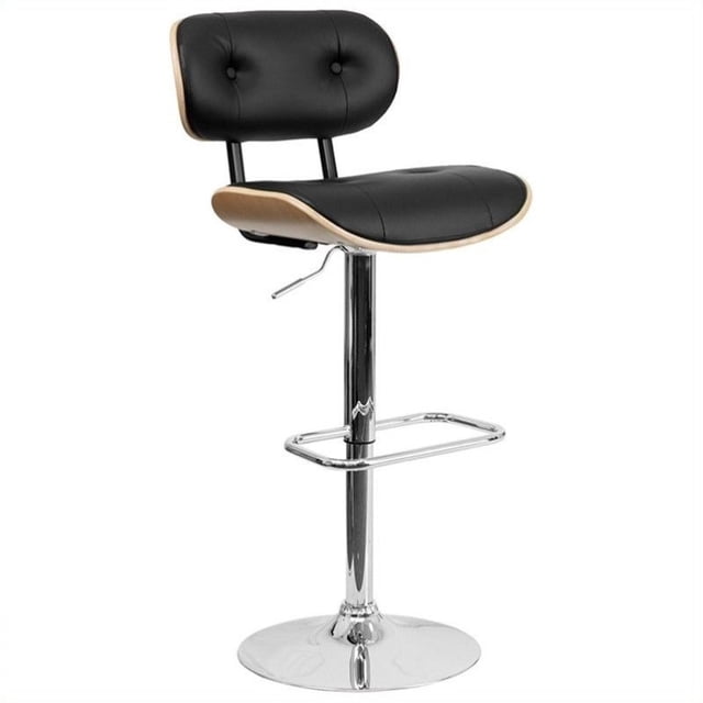 Pemberly Row Tabouret de Bar Réglable en Bois Courbé en Noir et Hêtre