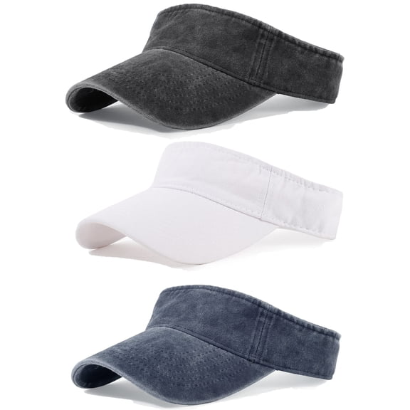 Minzimin 3 Pack Sun Visors for Women Men Cooling Lightweight Sports Sun Hats Adjustable Twill Cotton Run Visor