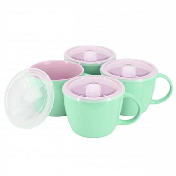Gibson Home 142552.01 25 oz On The Go Sto are Soup Cup Set with Lid, Mint - 4 Piece
