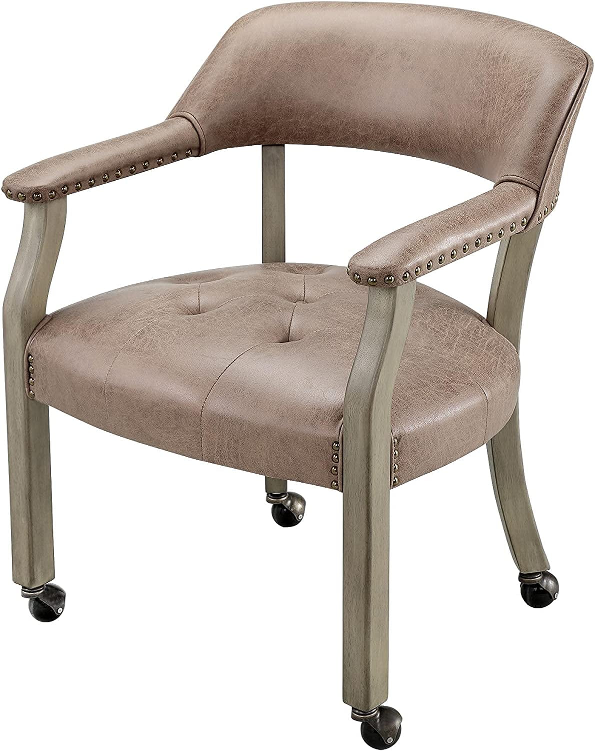 Dining Chair with Casters, Captain's Chairs with Rollers Sets