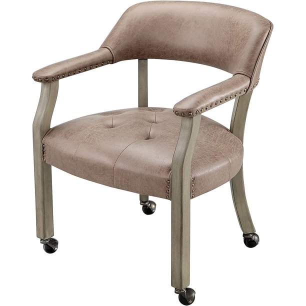 Dining Chair with Casters, Captain's Chairs with Rollers Sets