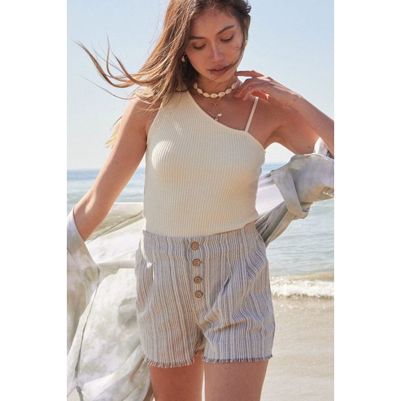 A Pair Of Striped Woven Shorts