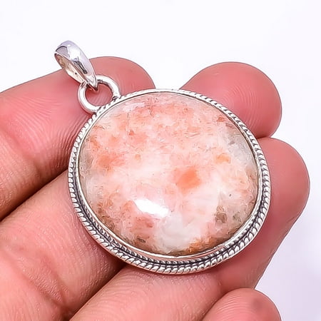 Golden Sunstone -Madagascar 925 Sterling Silver Pendant 1.68", Orange Golden Sunstone Pendant P_8028_325_13