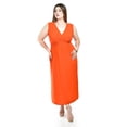 thumbnail image 1 of Vestido largo cintura smock Roman Fashion /Tallas Extras, 8801X-SO (Naranja) naranja 42, 1 of 4
