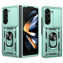 Galaxy Z Fold 6 Case, TECH CIRCLE 360 Ring Kickstand Magnetic & Slide Camera Protector Military-Grade Rugged Hybrid Protective Cover for Samsung Galaxy Z Fold 6 2024,Green