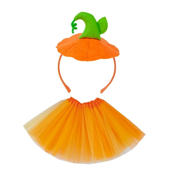 Milageto Halloween Pumpkin Headband with Skirt Cute for Cosplay Role Playing Carnival Style B