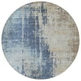 thumbnail image 4 of 8' Navy Blue And Taupe Round Abstract Washable Indoor Outdoor Area Rug, 4 of 5