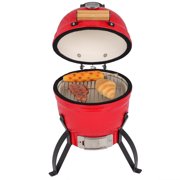 Kamado Style Ceramic Charcoal Grill - 18in 800°F Fuel Efficient Outdoor Oven w/Cast Iron Grate for Smoking/Baking, 39lbs Heavy Duty (Black)