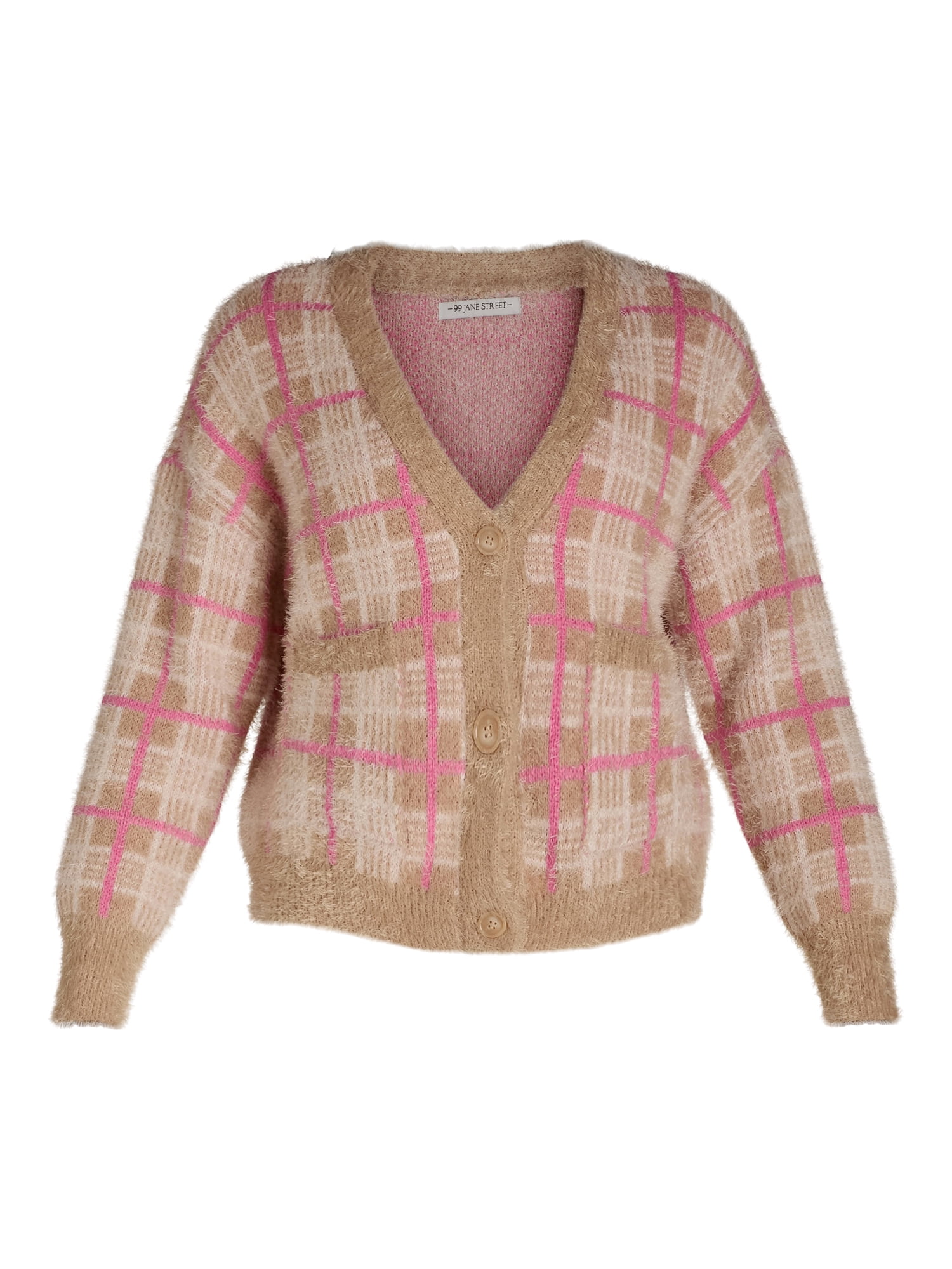 99 Jane Street Women's V-Neck Cardigan Sweater with Long Sleeves, Midweight, Sizes XS-XL