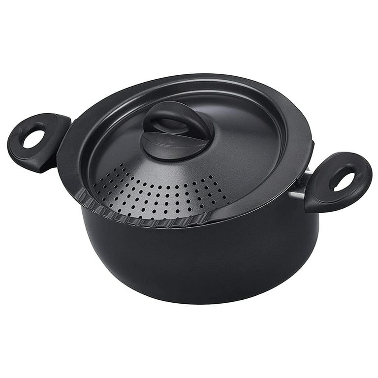  Bialetti Oval Aluminum 5.5 Quart Pasta Pot with Strainer Lid,  Nonstick, Red, 5.5 Quarts : Home & Kitchen