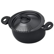 Bialetti 5.5 Quart Pasta Pot with Strainer Lid, Charcoal Nonstick Oval Pot