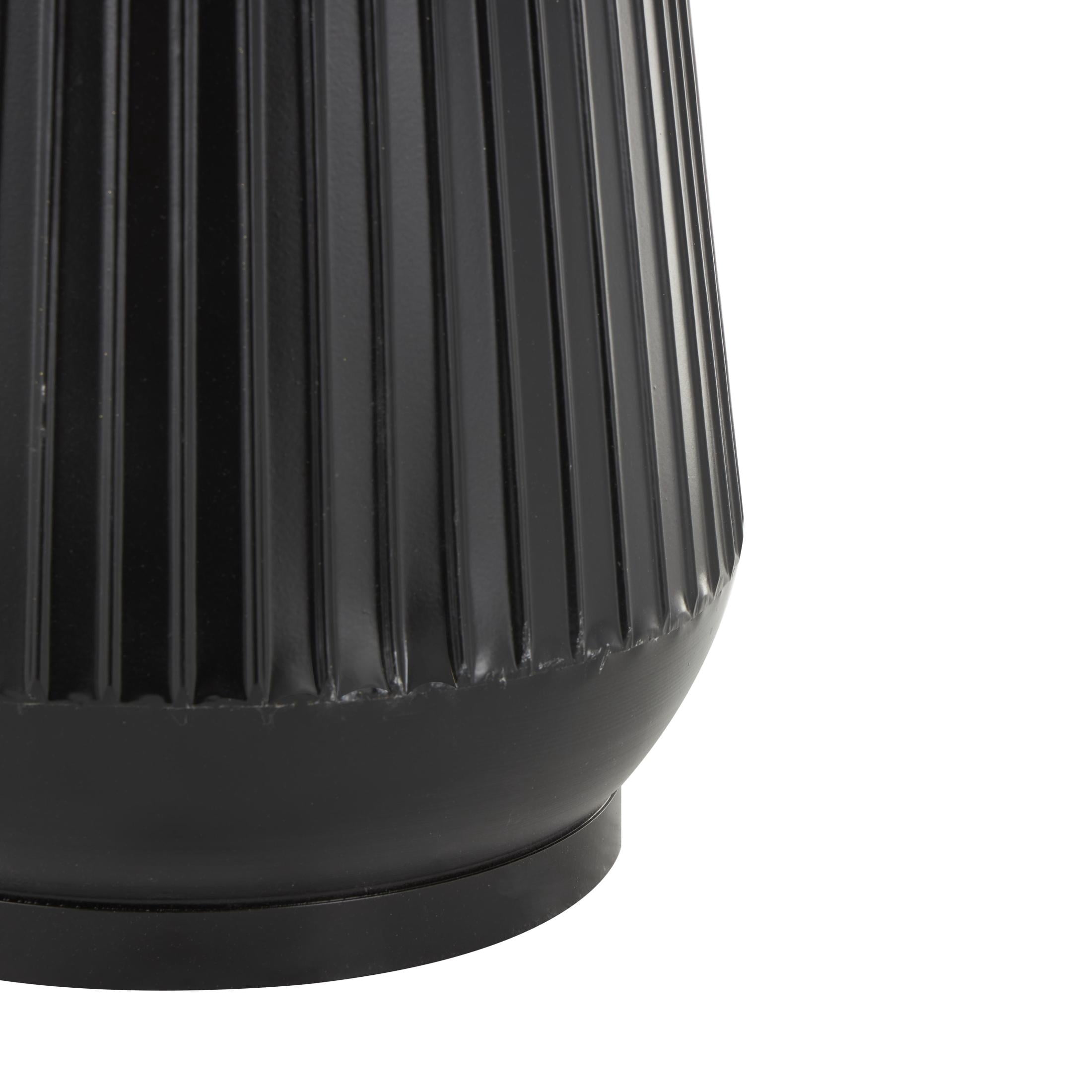 DecMode 30", 23"H Tall Ribbed Black Metal Vase with Gold Tops, Set of 2