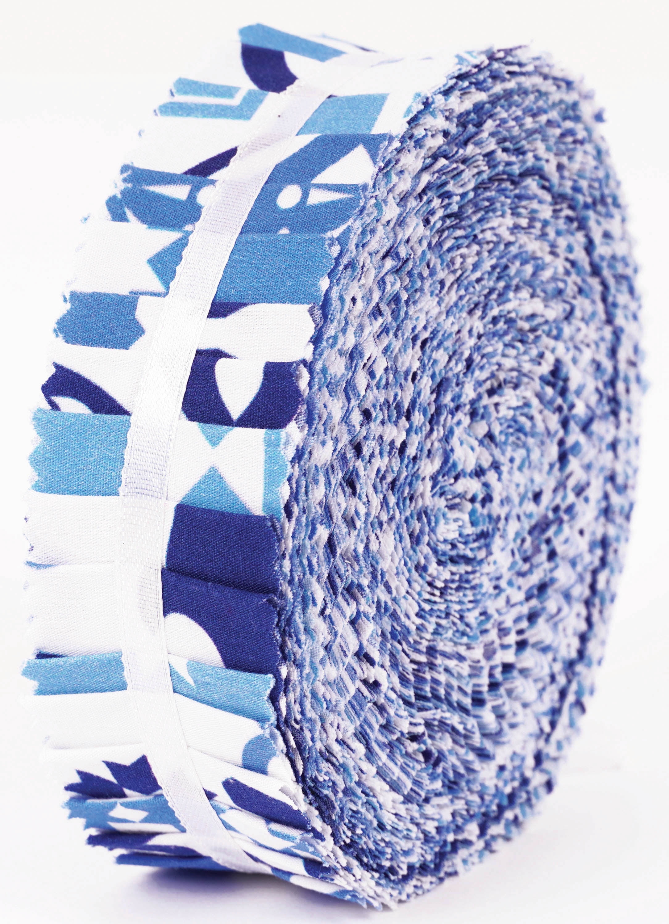 Soimoi 40Pcs Mosaic Print Precut Fabrics Strips Roll Up 1.5x42inches Cotton Jelly Rolls For Quilting - Medium Blue