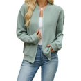 thumbnail image 6 of Wevis Women's Zip Up Fall Jacket, Long Sleeve Ribbed Knit Autumn Cardigan, Casual Loose Lightweight Sweater Coat, 6 of 7