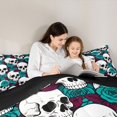 thumbnail image 4 of Castle Fairy Halloween Skull King Bedding 7pcs,Gothic Flower Rose King Bed in a Bag,Ivory Teal Black,Black Reversible, 4 of 7
