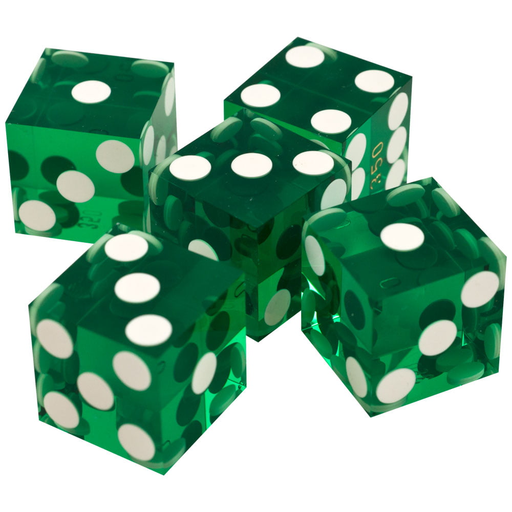 Green Casino Dice 19mm sand finish with feather edge 