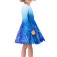 thumbnail image 2 of FKELYI Blue Snowflake Long Sleeve Dress Christmas Gift Lightweight Christmas Dresses for Girls Casual Midi Length Dress Size 15-16 Years Old, 2 of 4