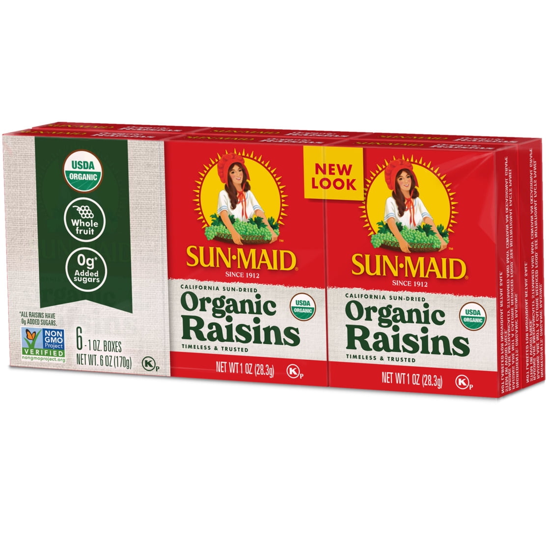 (4 pack) Sun-Maid® California Sun-Dried Organic Raisins 6-Pack/1oz Cartons