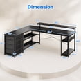 thumbnail image 7 of 61" L-Shaped Gaming Desk with LED Lights, Power Outlets, Adjustable Monitor Stand, Drawers & Corner Storage, Computer Desk for Office, Study, Gaming – Black, 7 of 7