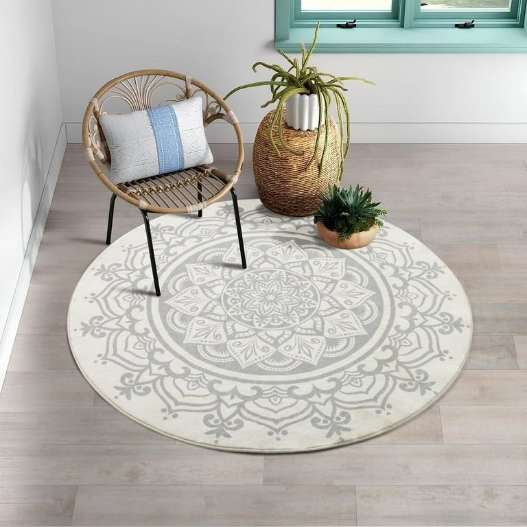 55'' inches retailer Arya Flowers Circle Area Rug Bathroom Rug Cute Bath Mats and Rug