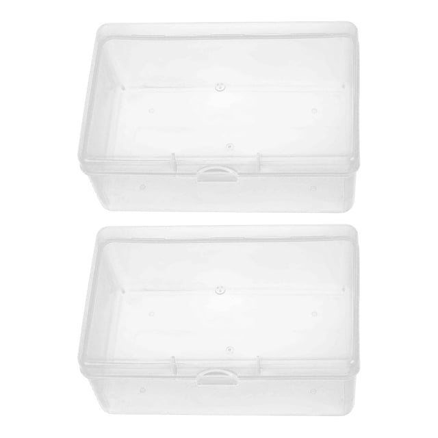 Playroom Gaming Storage Organizer, Plastic Rectangular Box With Hinged Lid, Lightweight Durable For Bedroom Bathrooms Kitchens (2Pcs)