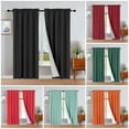 thumbnail image 3 of Persian collection matte not shiny 2 panels burgundy solid blackout thermal rod pocket foam lined window curtain drape R64 84 length, 3 of 5